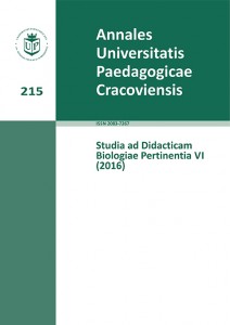 					Pokaż  Nr VI (2016): 215 Annales Universitatis Paedagogicae Cracoviensis Studia ad Didacticam Biologiae Pertinentia VI
				