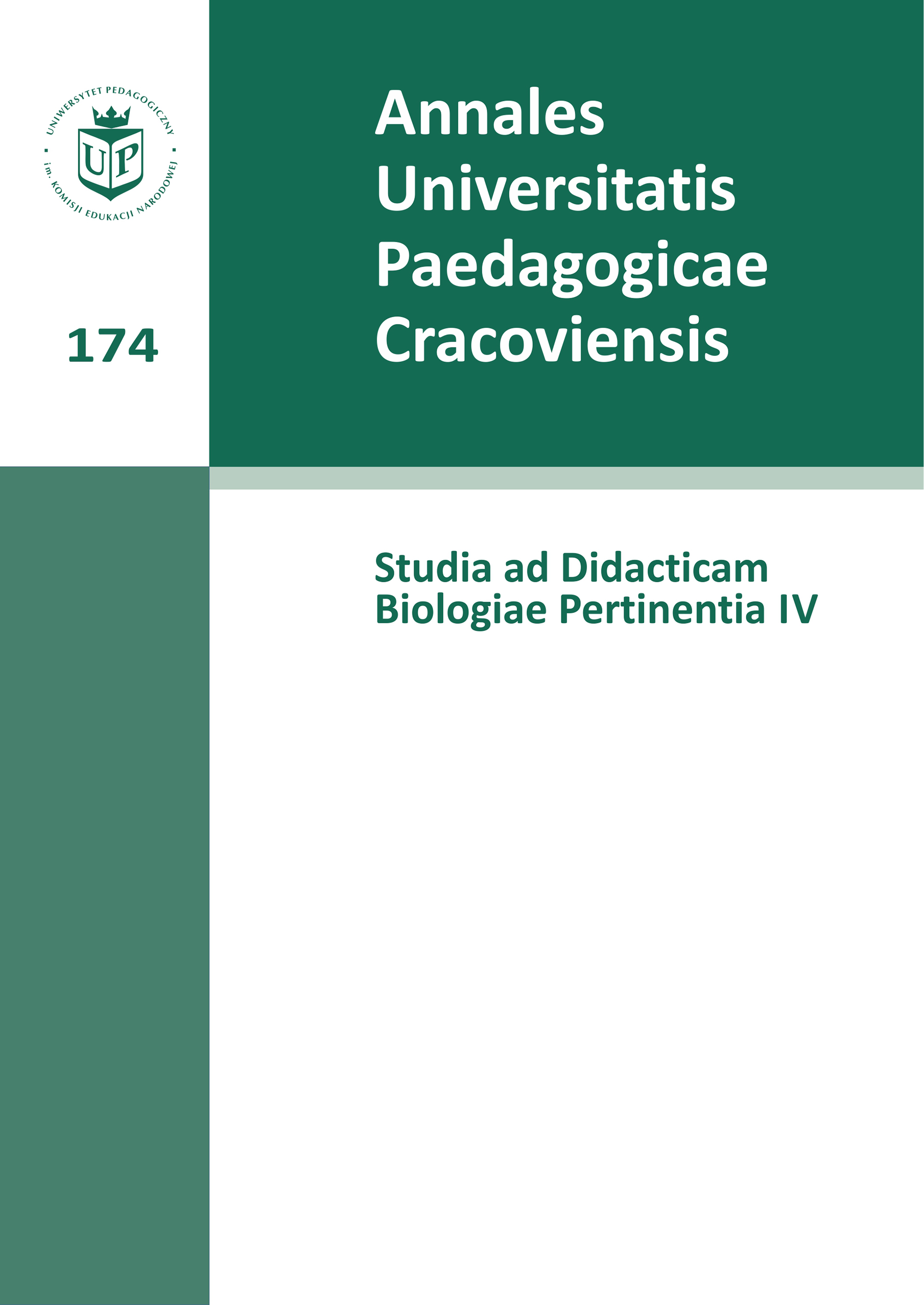 					Pokaż  Nr IV (2014): 174 Annales Universitatis Paedagogicae Cracoviensis Studia ad Didacticam Biologiae Pertinentia IV
				